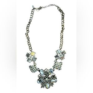 Leslie Danzis‎ Chain Statement Necklace Goldtone Crystal Deco Retro Gatsby Style